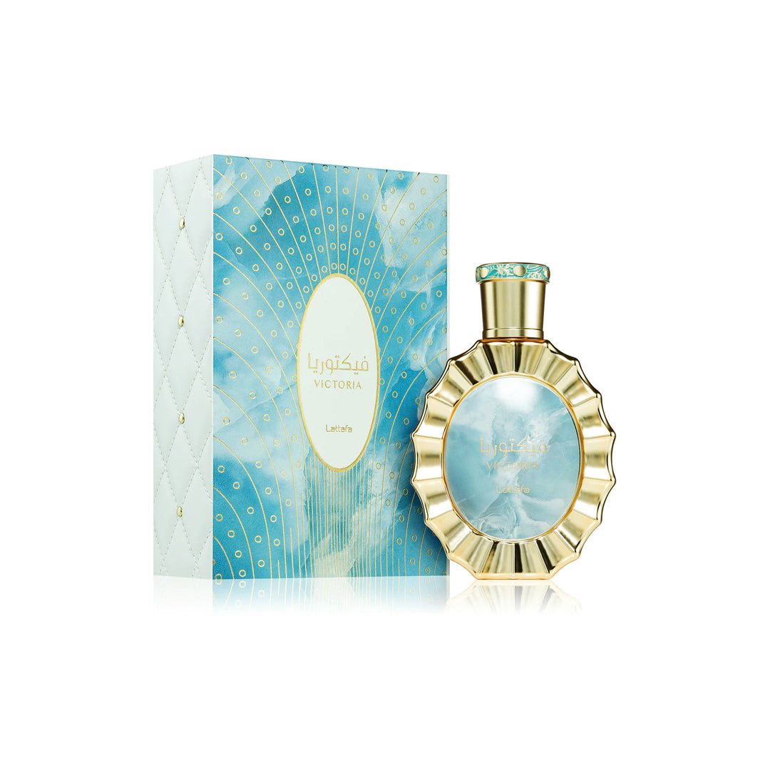 Embalagem elegante do perfume Victoria da Lattafa