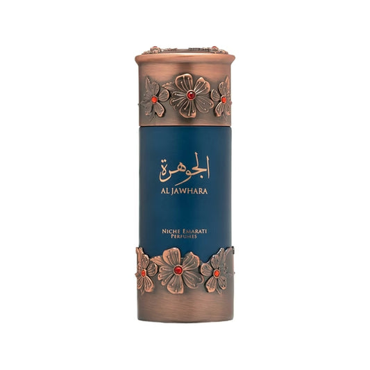 Frasco do perfume Al Jawhara Lattafa design elegante unissex