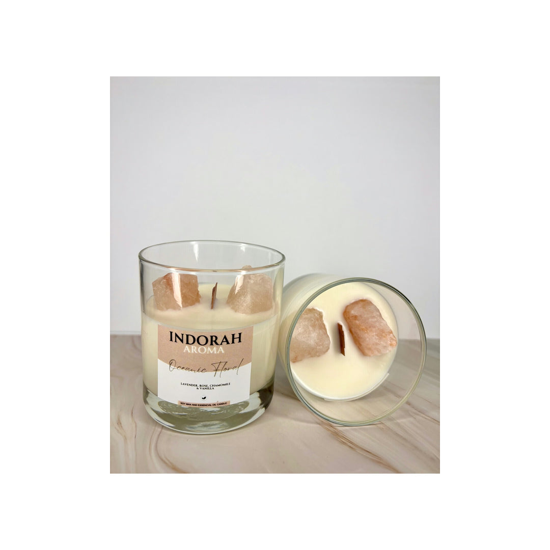 Vela Perfumada Oceanic Floral Indorah Aroma – Vela Vegana Artesanal, Aroma Refrescante E Aconchegante Para Casa