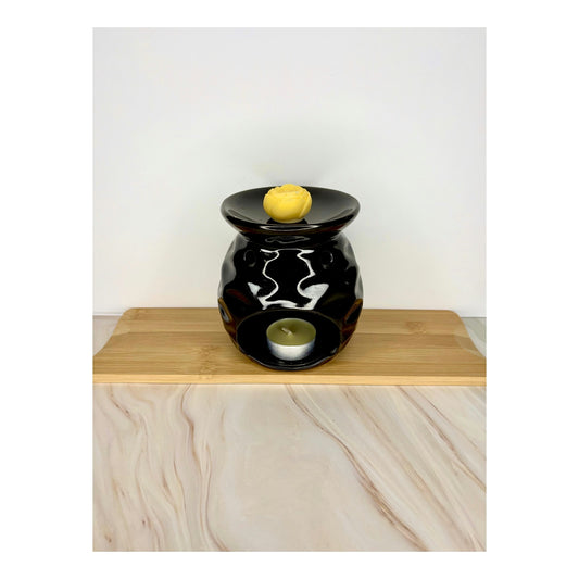Queimador Preto Indorah Aroma – Cerâmica Artesanal Para Wax Melts, Óleos E Aromatização